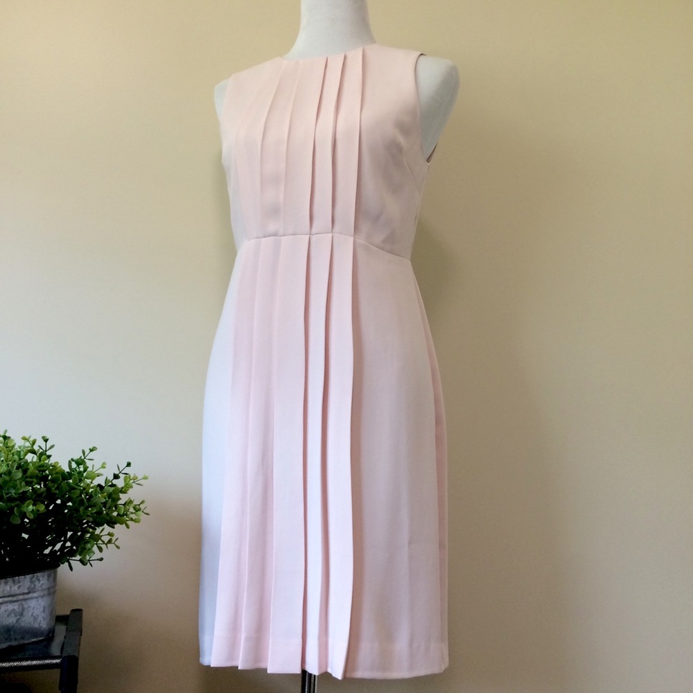 Ann Taylor Pleated Sheath Dress in Blush Pink <2>